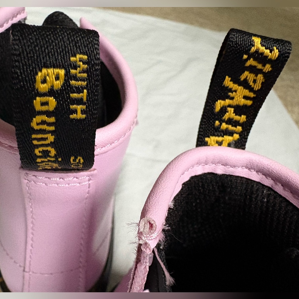 Like New Dr. Martens Light Pink Combat Boots - Picture 10 of 12